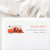 Étiquette Adresse Anniversaire de enfant du moteur de camion (En situation)