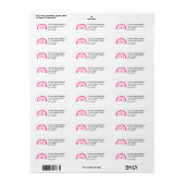Étiquette Adresse arc-en-ciel rose moderne (Feuille entière)