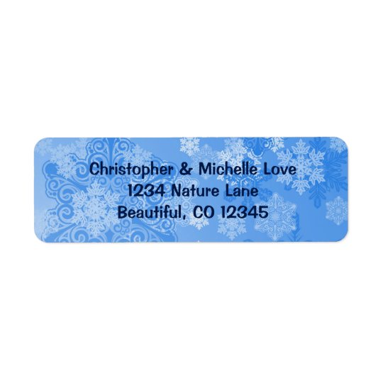 Étiquette Adresse assez bleue et blanche d'hiver de flocons