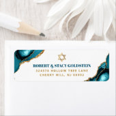 Étiquette Adresse Bat Mitzvah Moderne Or Turquoise Agate (En situation)