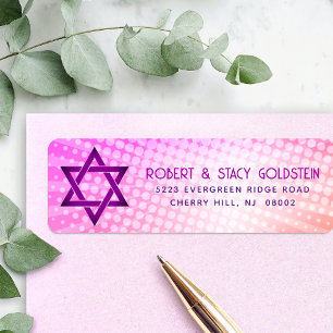 Étiquette Adresse Bat Mitzvah Rose Orange Dégradé Rétro Amus