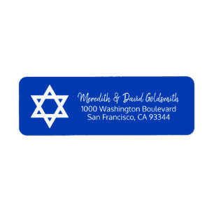 Étiquette Adresse blanche bleue de Mitzvah de barre d'étoil