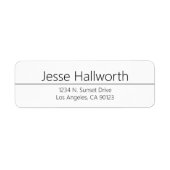 Étiquette Adresse blanche et noire classique simple (Devant)