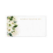 Étiquette Adresse blanche et or Floral Bloom (Devant)