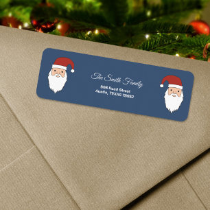 Étiquette Adresse bleu nuit et Père Noël