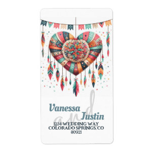 Étiquette Adresse Boho Heart Piniata