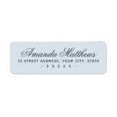 Étiquette Adresse calligraphique chic tendance bleu poussiér (Devant)