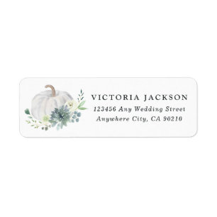 Étiquette Adresse chic de mariage d'automne succulent blanc