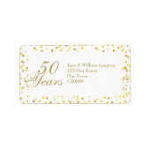 Étiquette Adresse Cœurs Dorés 50e Anniversaire de Mariage (Devant)