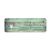 Étiquette Adresse Crâne de Cerf en Bois Turquoise de Style O (Devant)