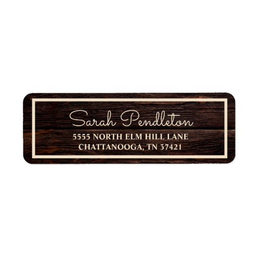 Étiquette Adresse Crème en Bois Rustique (Devant)