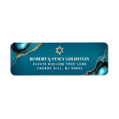 Étiquette Adresse d'Agate Ombre Gold Turquoise bat mitzvah (Devant)