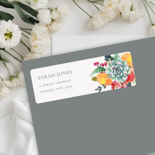 ÉTIQUETTE ADRESSE D'ALLURE BOHÉMIENNE D'ANTLER SUCCULTE FLOR