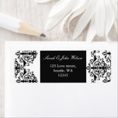 Étiquette adresse damas en noir et blanc (En situation)