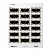 Étiquette Adresse Damas noir et blanc (Feuille entière)