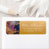 Étiquette Adresse d'aquarelle en marbre vert violet or (En situation)