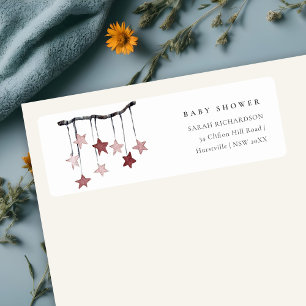 Étiquette Adresse de Baby shower mobile Blush Star simple