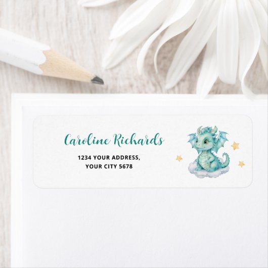 Étiquette Adresse de bébé dragon (En situation)