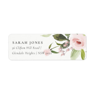 ÉTIQUETTE ADRESSE DE BUNCH FLORALE ROSE ROSE BLANC SOUS-COUL