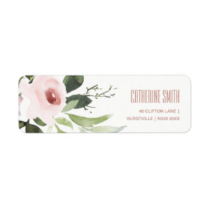 ÉTIQUETTE ADRESSE DE BUNCH FLORALE ROSE ROSE BLANC SOUS-COUL
