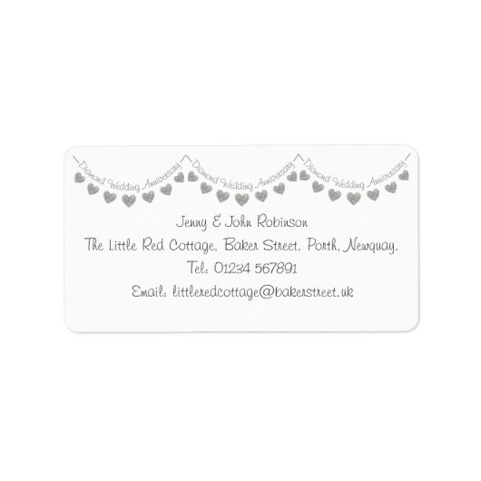 Étiquette Adresse de bunting du 60e anniversaire du mariage  (Devant)