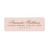 Étiquette Adresse de calligraphie script rose poudré chic et (Devant)