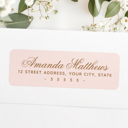 Étiquette Adresse de calligraphie script rose poudré chic et