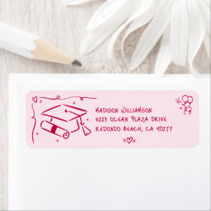 Étiquette Adresse de chapeau de remise de diplôme dessiné à