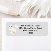 Étiquette Adresse de chat blanc perse (En situation)