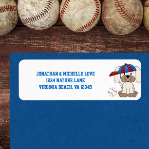 Étiquette Adresse de chien de chien de baseball mignon