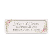 Étiquette Adresse de conte de fées floral rose et vert (Devant)