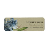 ÉTIQUETTE ADRESSE DE COULEUR D'EAU FLORALE KRAFT BLUE GREEN  (Devant)
