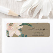 ÉTIQUETTE ADRESSE DE COULEUR D'EAU FLORALE KRAFT ROUSTIQUE (En situation)