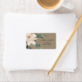 ÉTIQUETTE ADRESSE DE COULEUR D'EAU FLORALE KRAFT ROUSTIQUE (En situation)