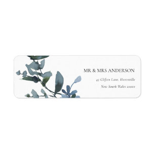 ÉTIQUETTE ADRESSE DE COULEUR D'EAU MODERNE VERTE EUCALYPTUS