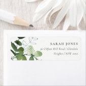 ÉTIQUETTE ADRESSE DE COULEUR D'EAU MODERNE VERTE EUCALYPTUS (En situation)