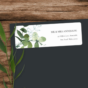 ÉTIQUETTE ADRESSE DE COULEUR D'EAU MODERNE VERTE EUCALYPTUS