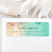 Étiquette ADRESSE DE COULEUR D'EAU ROCK DE SABLE BLEU turquo (En situation)