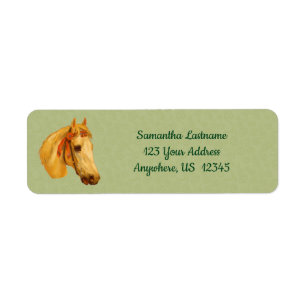 Étiquette Adresse de dessin de la tête du cheval d'art vinta