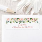 Étiquette Adresse de Fête des mariées florale rose pâle (En situation)