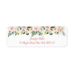 Étiquette Adresse de Fête des mariées florale rose pâle