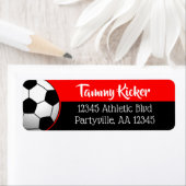 Étiquette Adresse de football rouge et noir (En situation)