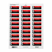 Étiquette Adresse de football rouge et noir (Feuille entière)