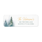 Étiquette Adresse de forêt de pins en hiver (Devant)