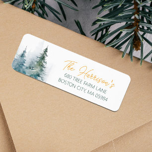 Étiquette Adresse de forêt de pins en hiver