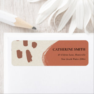 ÉTIQUETTE ADRESSE DE KRAFT ROUGE TERRACOTTA ABSTRAITE MODERN