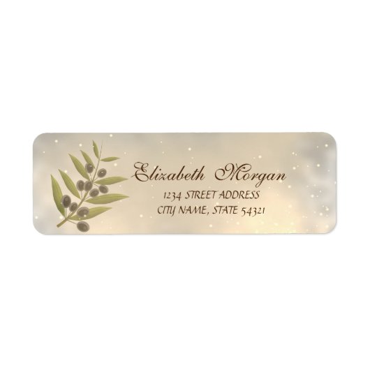 Étiquette Adresse de la branche d'olive mignonne moderne élé (Devant)