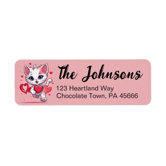 Étiquette Adresse de la Saint-Valentin de chat mignon (Devant)