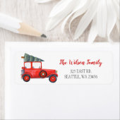 Étiquette Adresse de la voiture de l'arbre de Noël rouge Vin (En situation)