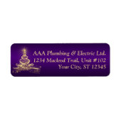 Étiquette Adresse de l'entreprise Purple, Gold Lighted Tree (Devant)